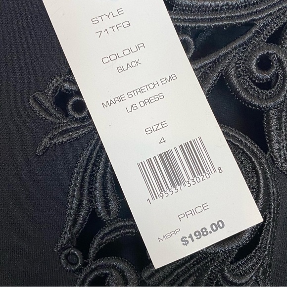 French Connection Marie Stretch Embroidered Lace Cut-Out Long Sleeve Dress - Picture 9 of 9